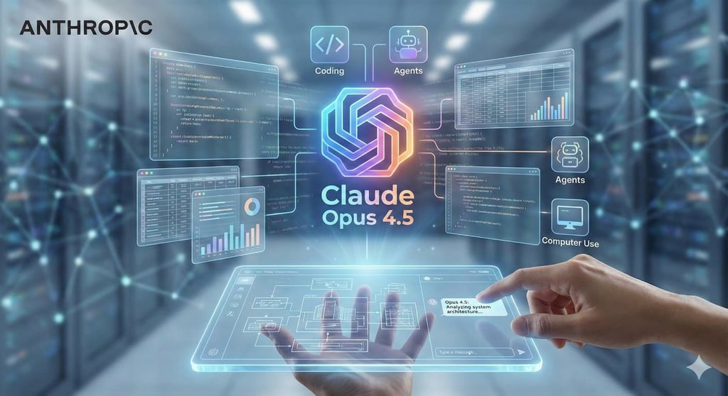 Claude Opus 4.5 holographic interface from Anthropic.