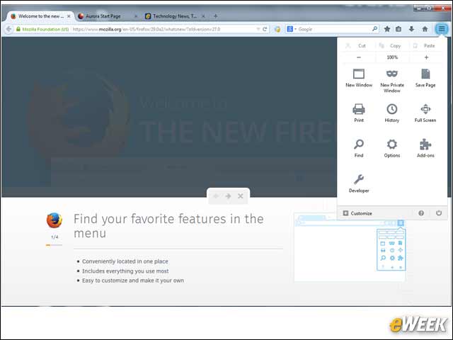 5 - New Menu System Puts Options on the Browser Bar