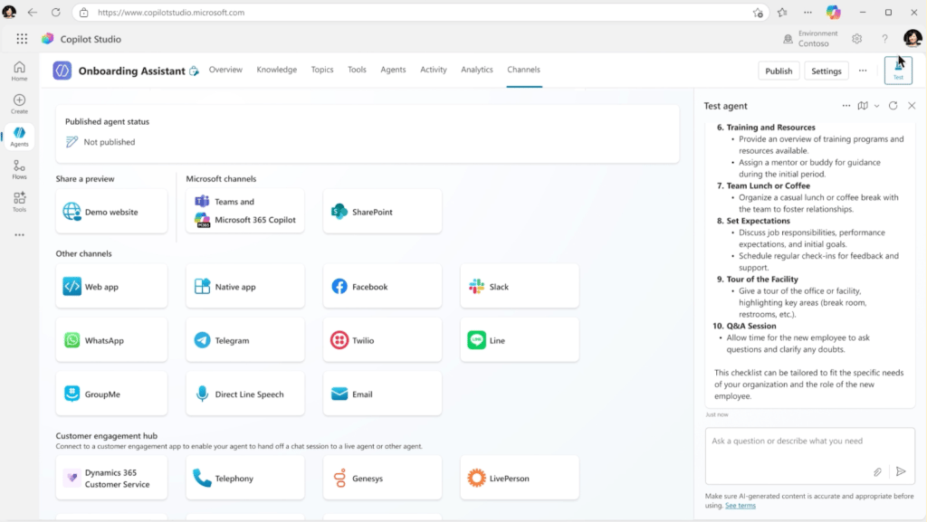 Microsoft Copilot Studio dashboard