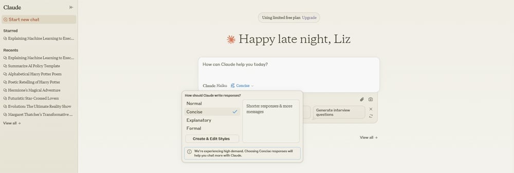 Claude interface.
