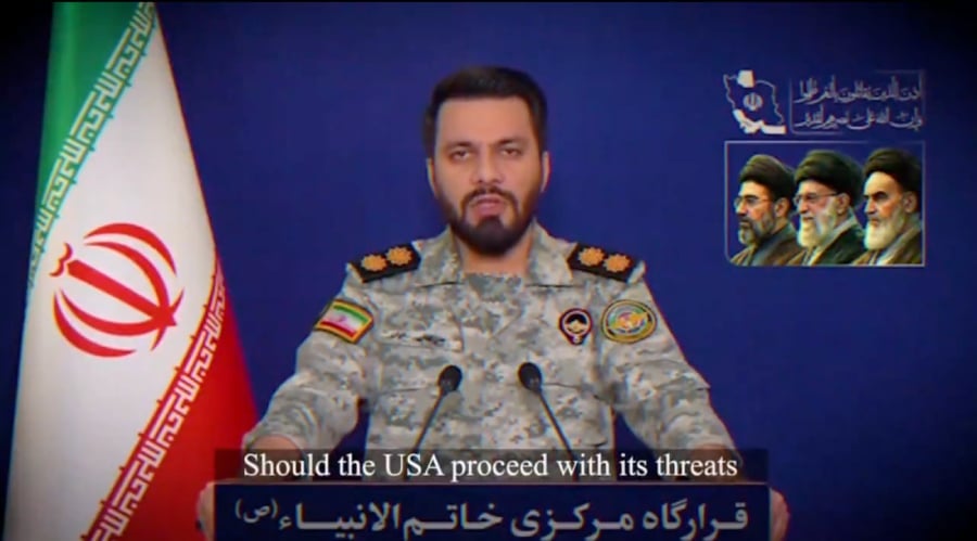 Screenshot from Iranian news featuring an Iranian military personnel.