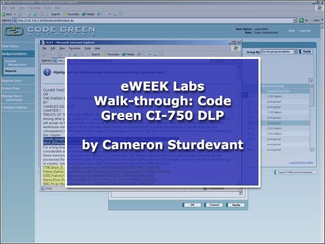 eWEEK Labs Walk-through: Code Green CI-750 DLP