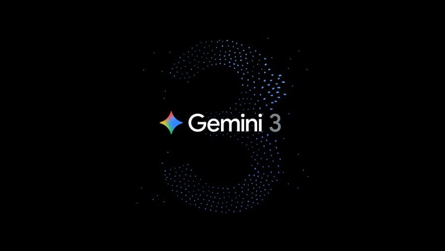 Google Gemini 3 in black background.