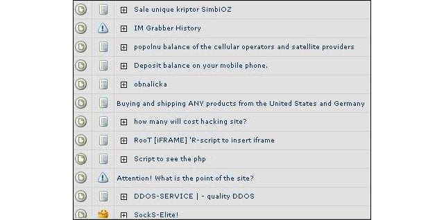 Malware Market Shopping List