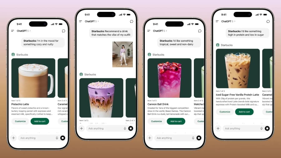 Starbucks ChatGPT app on smartphone.