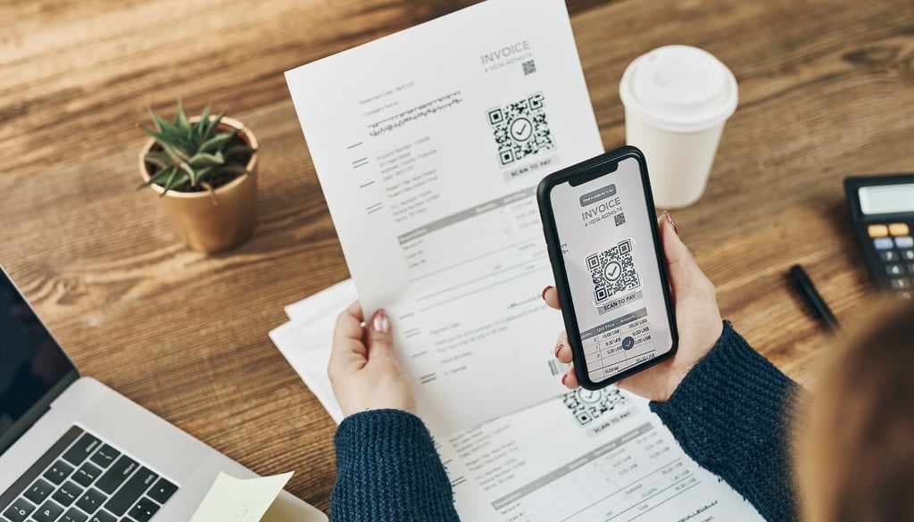 Paying Invoice with Mobile Device at Workplace