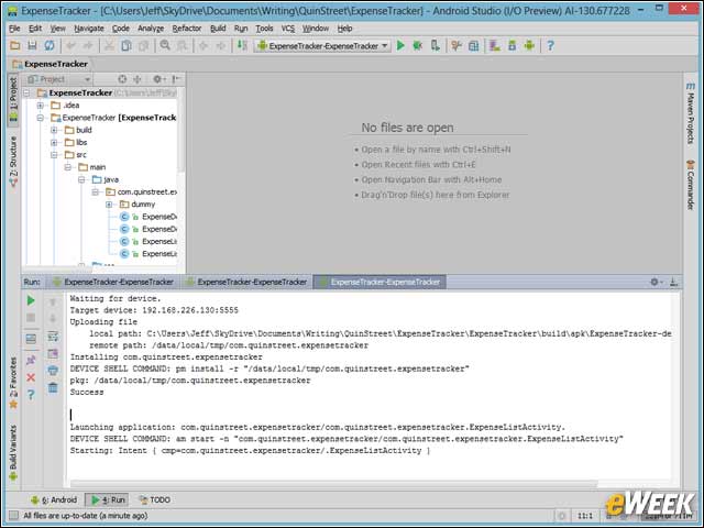 12 - Studio Console Detects Device Emulator