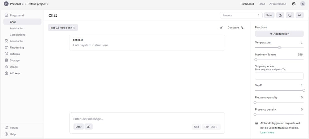 OpenAI interface screenshot.