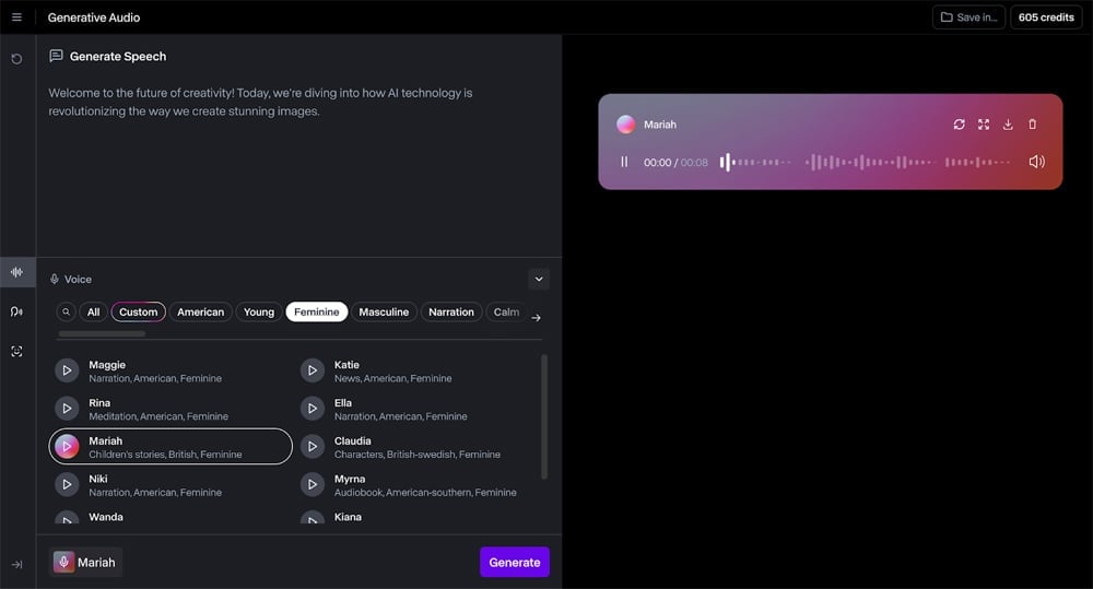 Runway audio generation from text script.