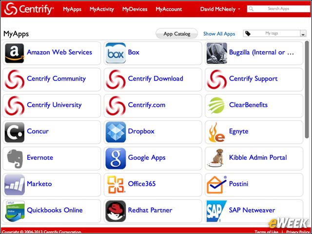 Here Is the MyCentrify Portal Screen