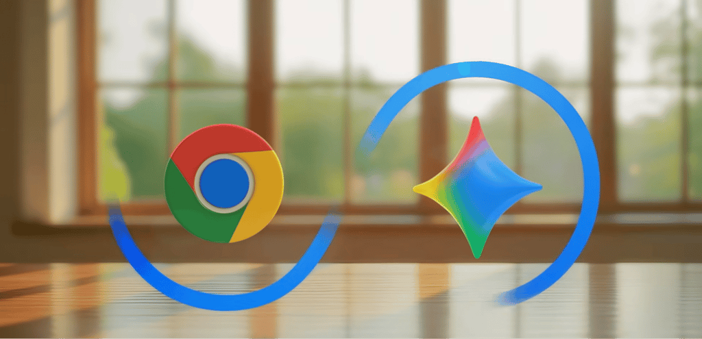 Gemini AI and Google Chrome logos side by side.