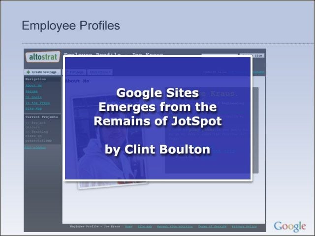 Google Sites Emerges from the Remains of JotSpot