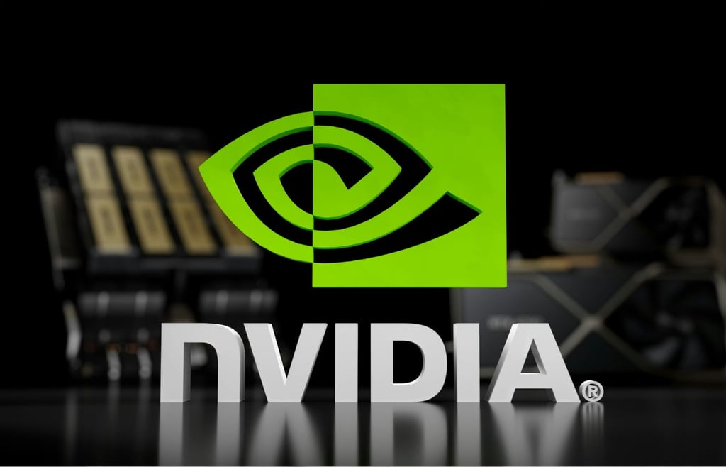 NVIDIA logo and wordmark with a dark background.