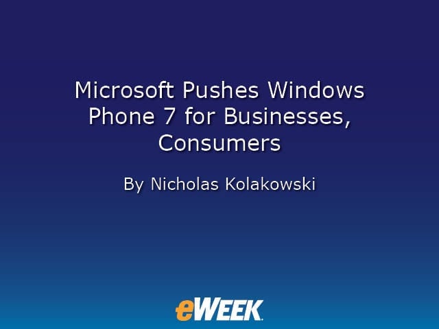 Microsoft Pushes Windows Phone 7 for Businesses, Consumers
