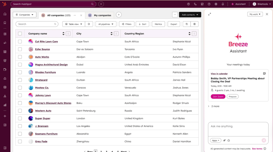 HubSpot's Breeze AI Assistant