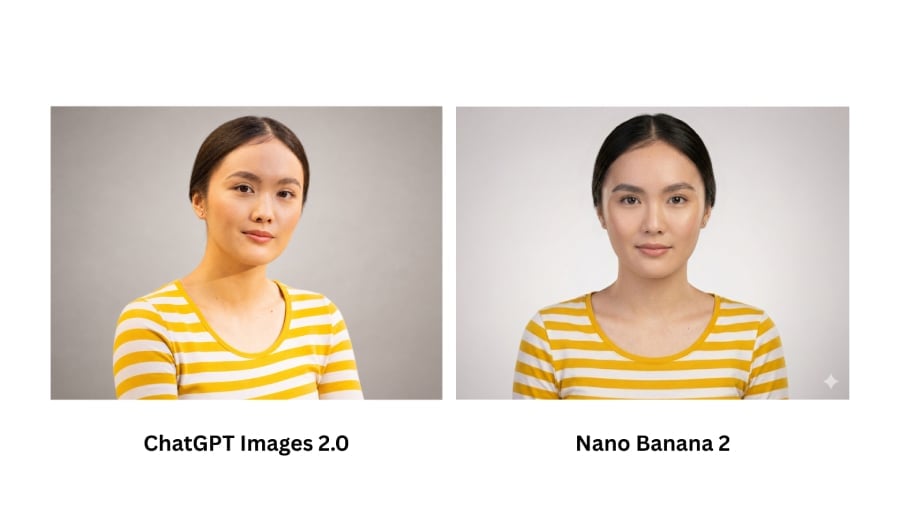 Professional headshot edit comparison.