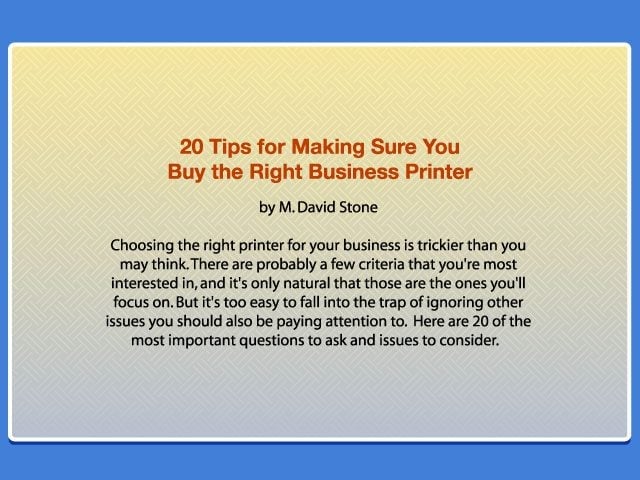 20 Tips For Making Sure You Buy the Right Business Printer