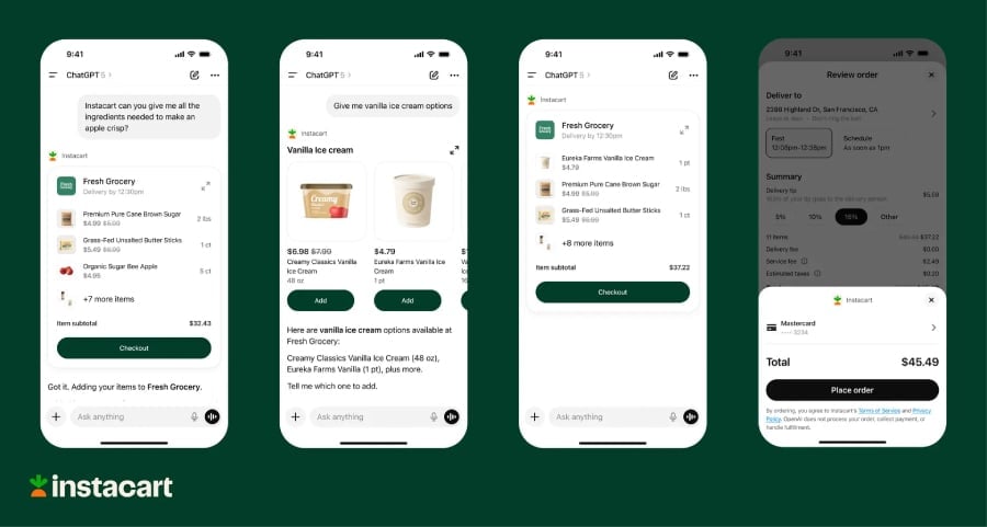 Instacart app on smartphone.