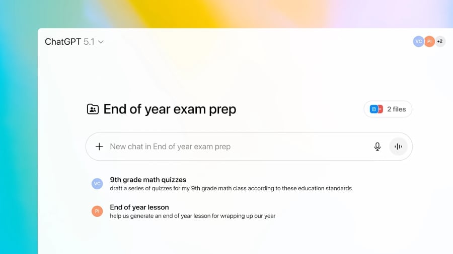 ChatGPT 5.1 interface for teachers.