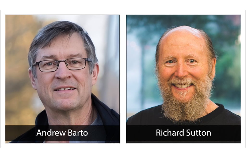 Profile photos of Andrew Barto and Richard Sutton.