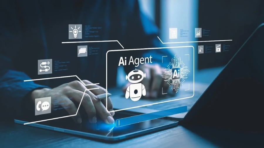AI agent used by man to streamline work.
