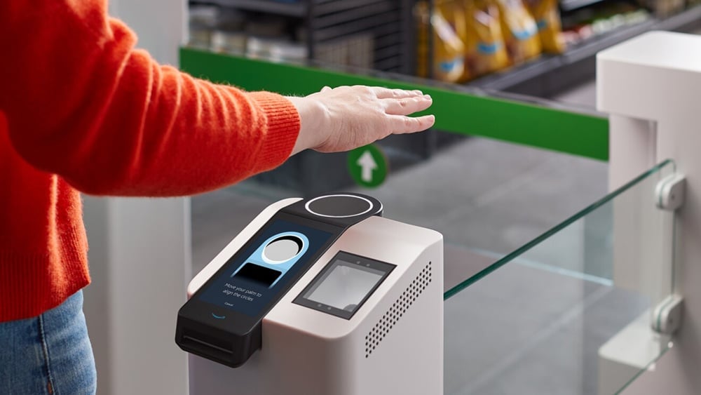 Amazon One touchless checkout screenshot.