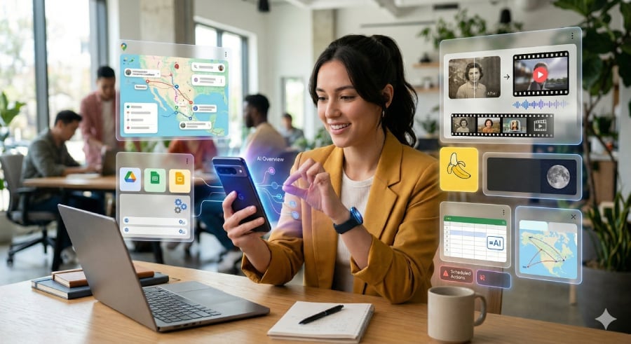 A woman using AI to do everyday tasks.