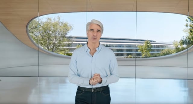 Craig Federighi, Apple senior vice president of software engineering, during the WWDC 2025 keynote.