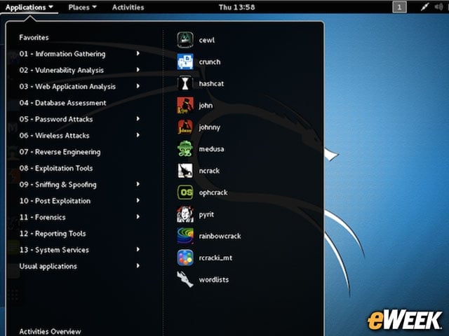 Kali Includes Multiple Password Attack Tools
