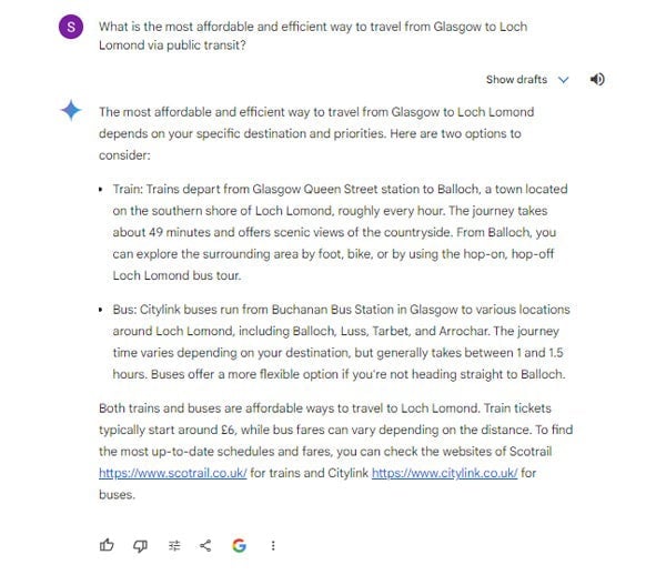 Google Gemini generated output from text prompt.