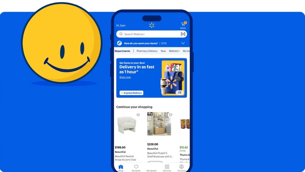 Sparky AI chatbot from Walmart on smartphone.