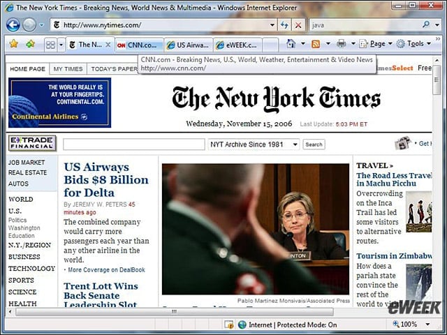 eWEEK Labs Walk-Through: Internet Explorer 7 on Vista