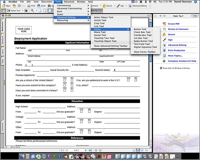 Creating Acrobat forms