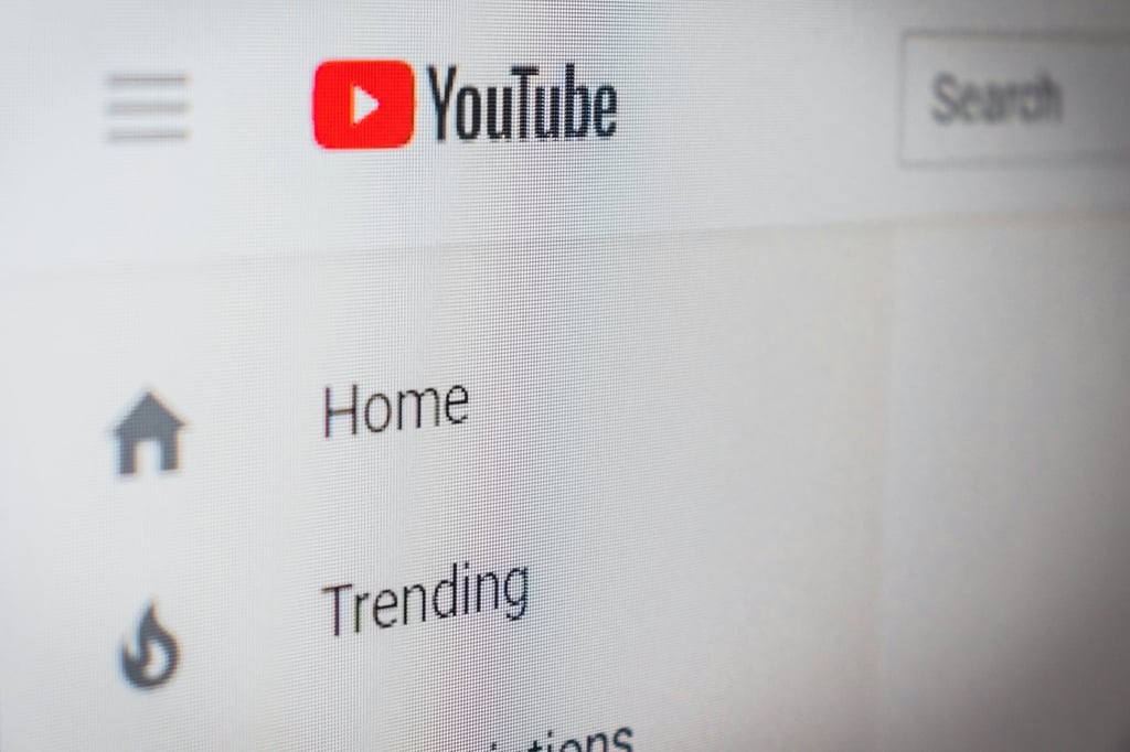 Close up of Youtube homepage.