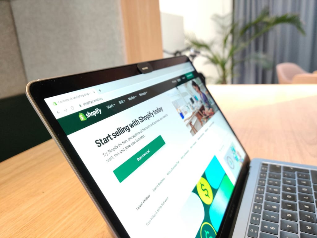 Shopify website on laptop.