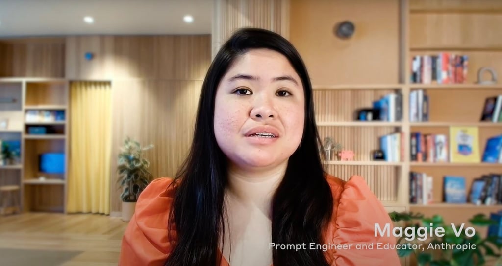 Screenshot from Anthropic's AI Fluency course shows one of the instructors: Maggie Vo, prompt engineer and educator at Anthropic.