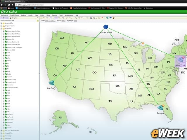 Embedded Mapping Provides Geographical Views of Network Resources.