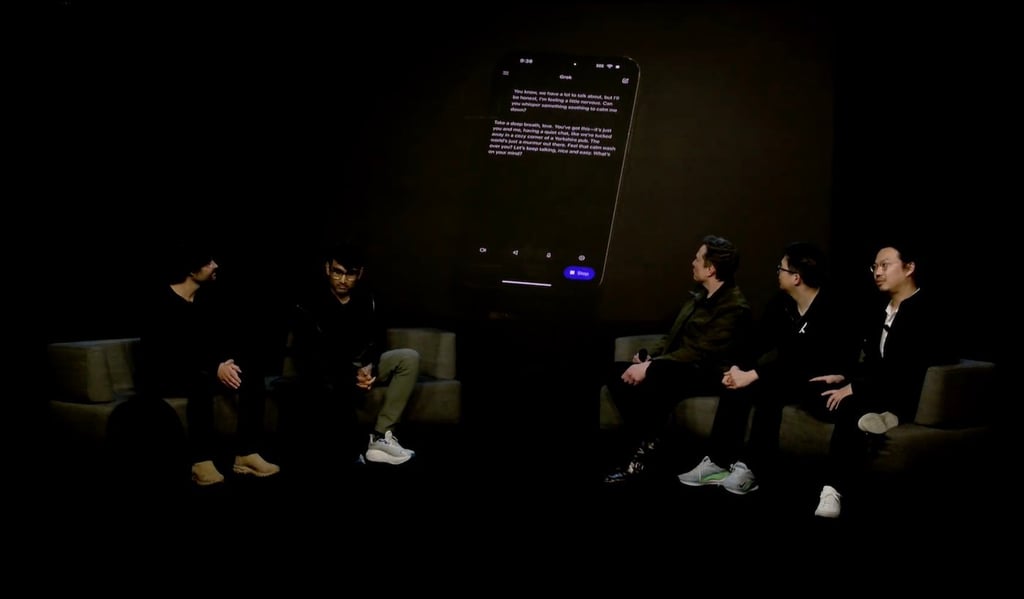 Screenshot from the Grok 4 launch livestream with Elon Musk and other xAI team members.