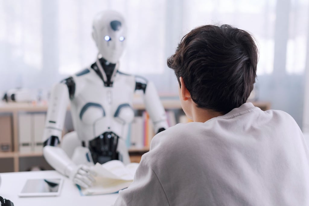 A robot teacher and his student.