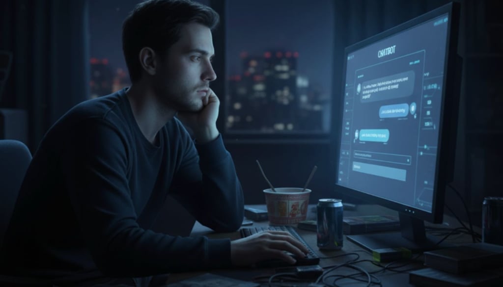 A guy chatting with a chatbot