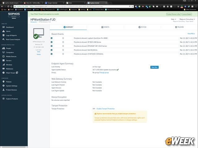 Sophos Keeps Logs of Endpoint Events