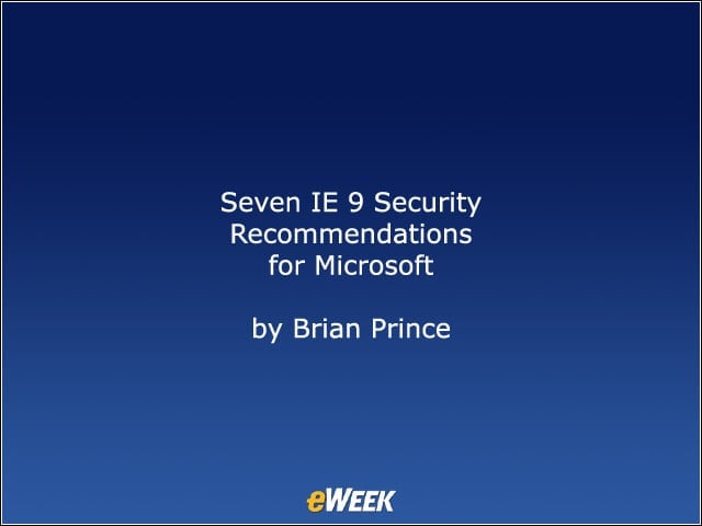 Seven IE 9 Security Recommendations for Microsoft