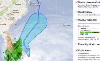 Google Crisis Response Map Tracking Hurricane Sandy
