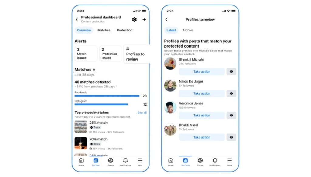 content protection settings dashboard