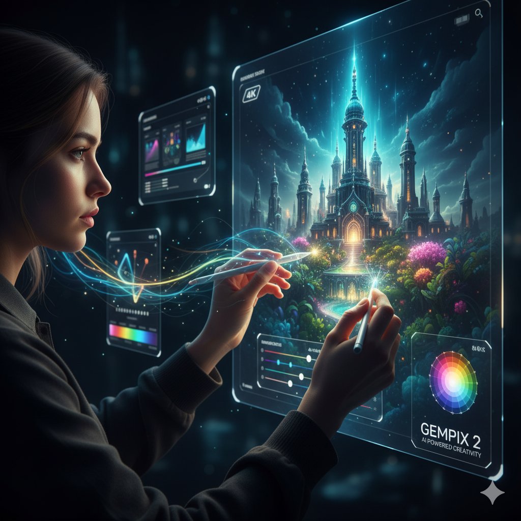 A woman creating an AI-generated image.