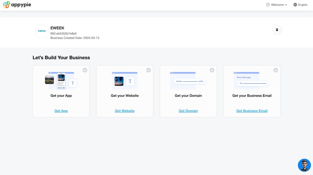 Appy Pie interface screenshot.