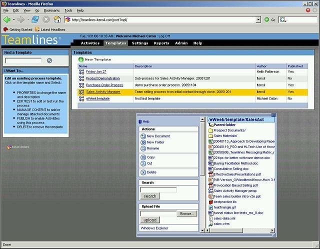 eWEEK Labs Product Walk-Through: Itensil Teamlines