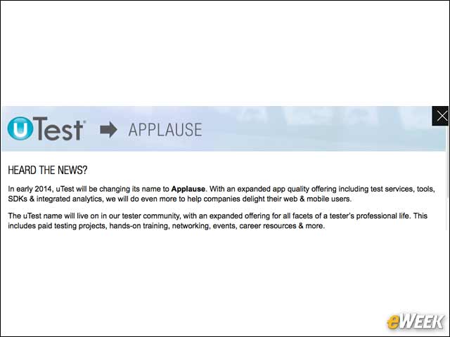 8 - Mobile Testing Vendor uTest Set to Be Renamed Applause