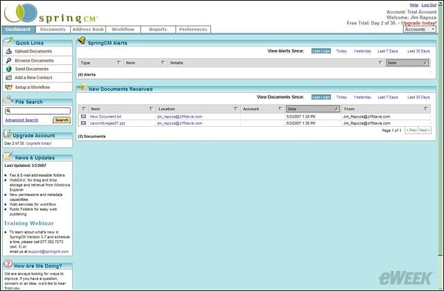 eWEEK Labs Walk-Through: SpringCM and Xythos on Demand Hosted Document Management