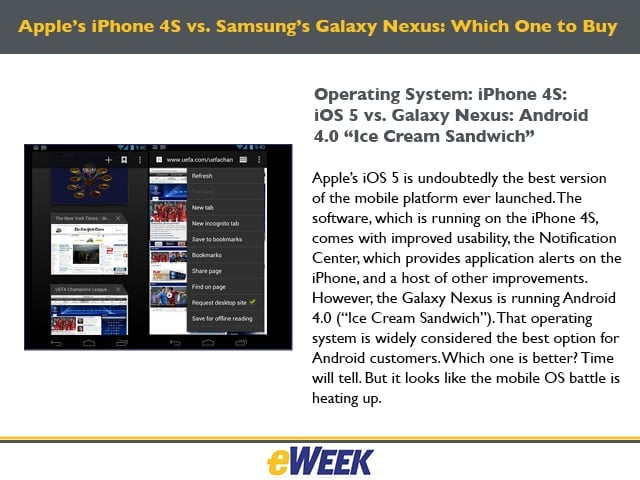 Operating System: iPhone 4S: iOS 5 vs. Galaxy Nexus: Android 4.0 ‘Ice Cream Sandwich’